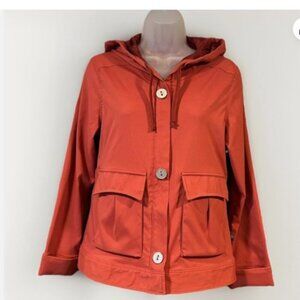 Prana Hooded Jacket Womens Medium Coral Burnt Orange Full Zip Stretch Casual